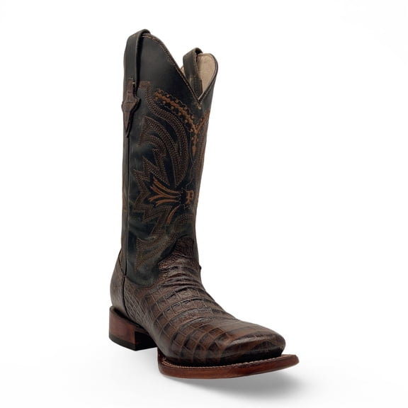 The Western Shops Men's Leather Crocodile Print Midcalf Square Toe Western Cowboy Boot