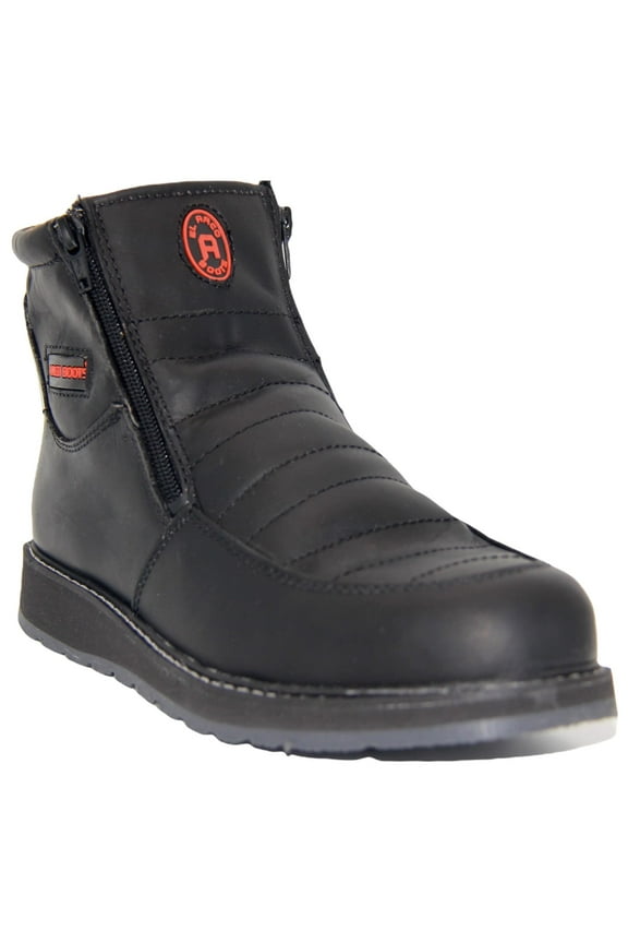 Men's Leather Double Zipper Moc Toe Slip-Resistant Soft Toe Work Boot