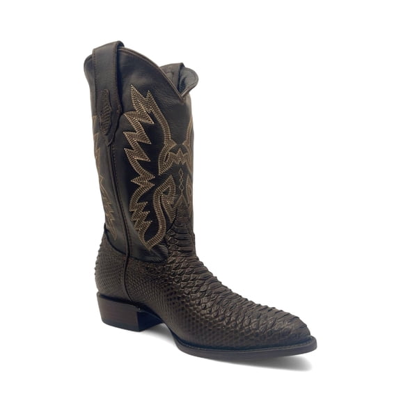 The Western Shops Mens, Leather, Embossed Python Print, J Toe, Western Boot