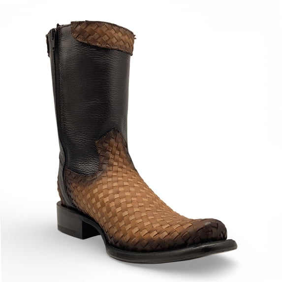 The Western Shops Men’s Leather Midcalf Petatillo Western Boot, Dubai Square Toe With Full Side Zipper