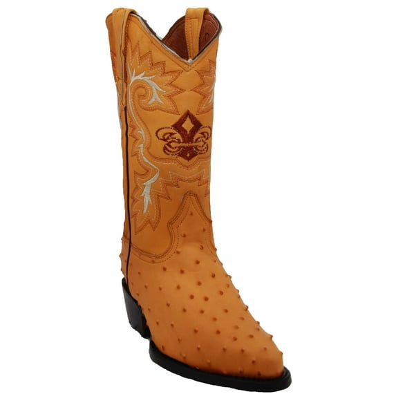 The Western Shops Men’s Leather Ostrich Quill Print Cowboy J Toe Boot