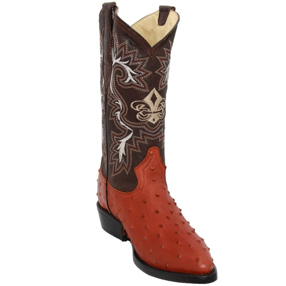 The Western Shops Men’s Leather Ostrich Quill Print Cowboy J Toe Boot