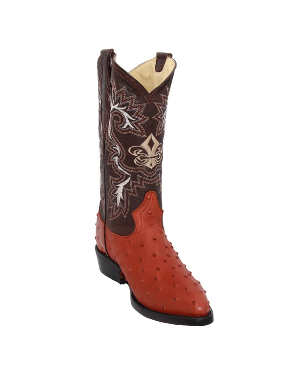 Men’s Leather Ostrich Quill Print Cowboy J Toe Boot