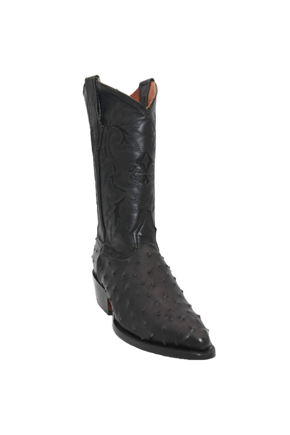 Men’s Leather Ostrich Quill Print Cowboy J Toe Boot