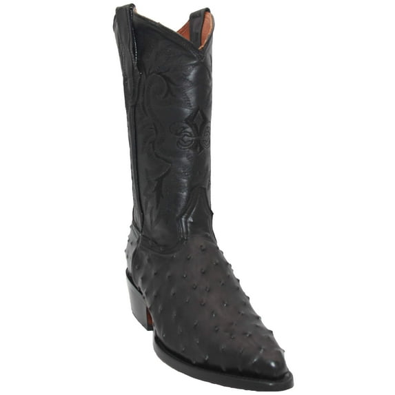 The Western Shops Men’s Leather Ostrich Quill Print Cowboy J Toe Boot