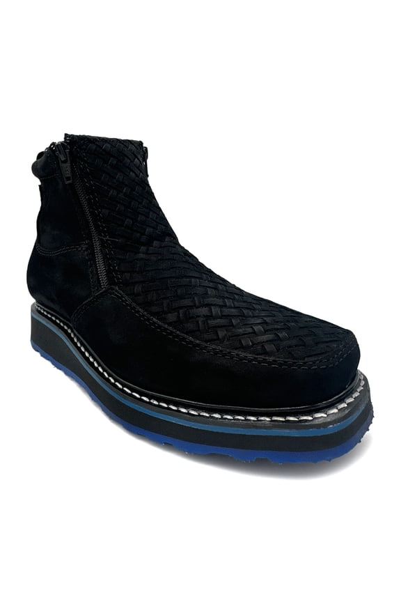 Men's Square Toe Leather Double Zipper Cowboy Petatillo Boot
