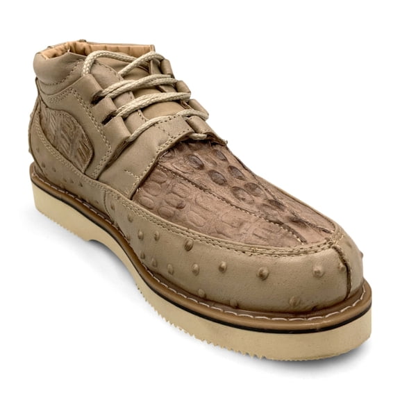 The Western Shops Mens Embossed Crocodile Ostrich Print Leather Lace Up Shoe