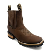 The Western Shops Mens Leather Square Toe Western Ankle Boot
