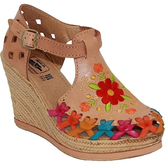 The Western Shops Womens Leather Mexican Huarache Sandal, Wedge Platform Sandals