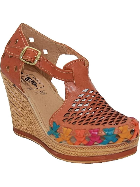 Womens Leather Mexican Huarache Sandal, Wedge Platform Sandals