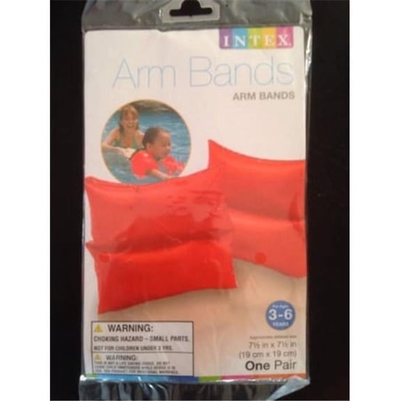 Intex 7" x 7" Swim Arm Bands Pool Floats 1 Pair Orange Ages 3-6