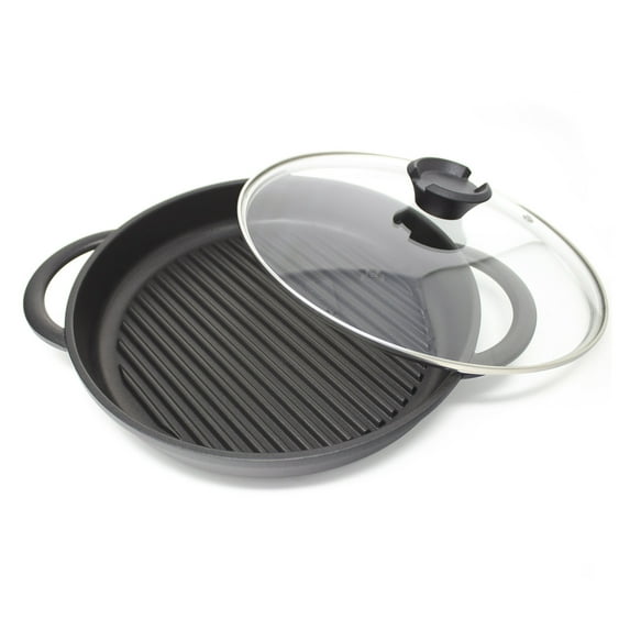 Jean-Patrique The Whatever Pan Cast Aluminum Griddle Pan for Stove Top - Lighter than Cast Iron Skillet Pancake Griddle with Lid - Nonstick Stove Top Grill 10.6" Diameter