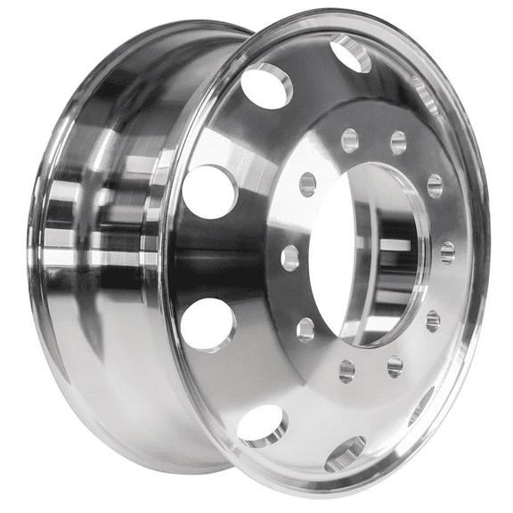 The Wheel Depot | 24.5 x 8.25 Forged Aluminum Truck Wheel | 10 Lug Heavy Duty Semi Rim | 10x285.75mm, 7400 LBS Max Load, Machined Bright Finish