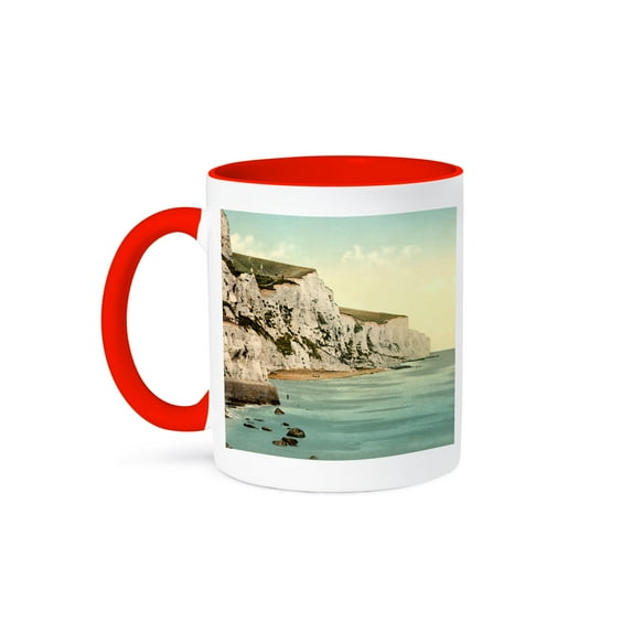 The White Cliffs Of Dover- England- Vintage Photograph, 15oz Two-Tone Red Mug