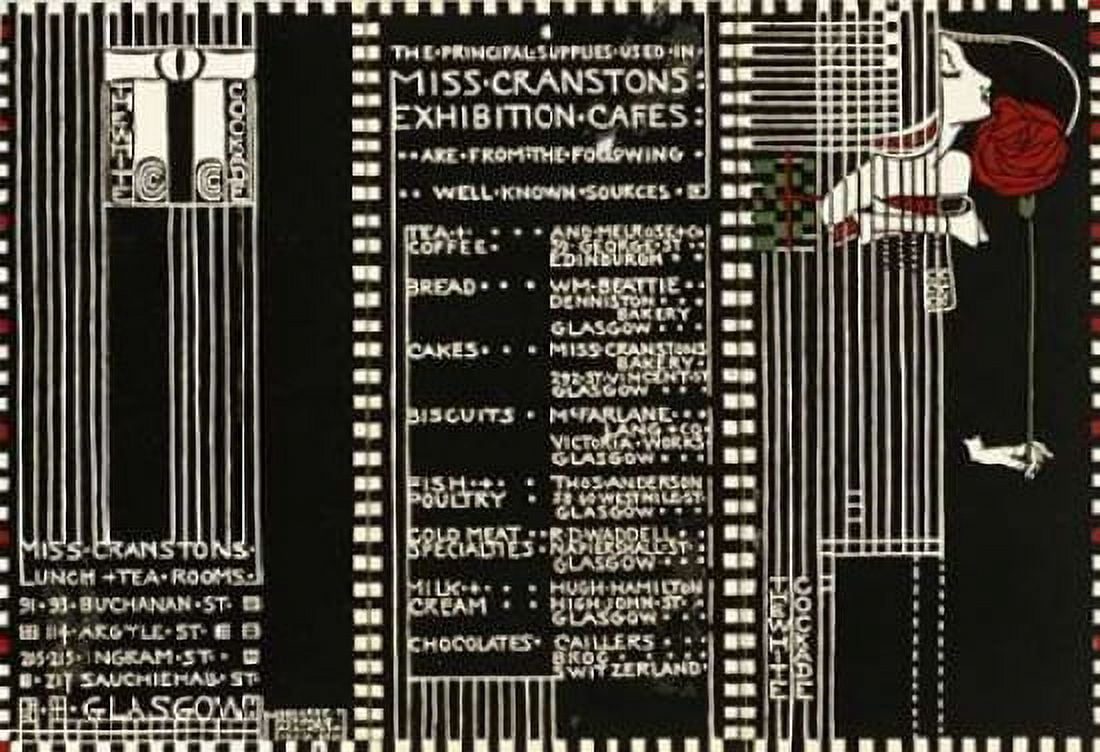 The White Cockade Illustration For a Menu 1911 Canvas Art - Margaret Macdonald Mackintosh (20 x 28)