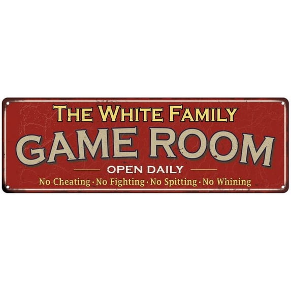 The White Family Red Game Room Metal 6x18 Sign 106180038156