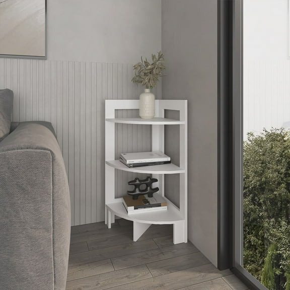 The White Gisela Coffee Table with Three Shelves for Small Living Areas