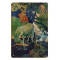 thumbnail image 1 of The White Horse (Le Cheval Blanc) - From an Original Color Painting by Paul Gauguin c.1898 - 8 x 12 inch Vintage Wood Art Sign, 1 of 4