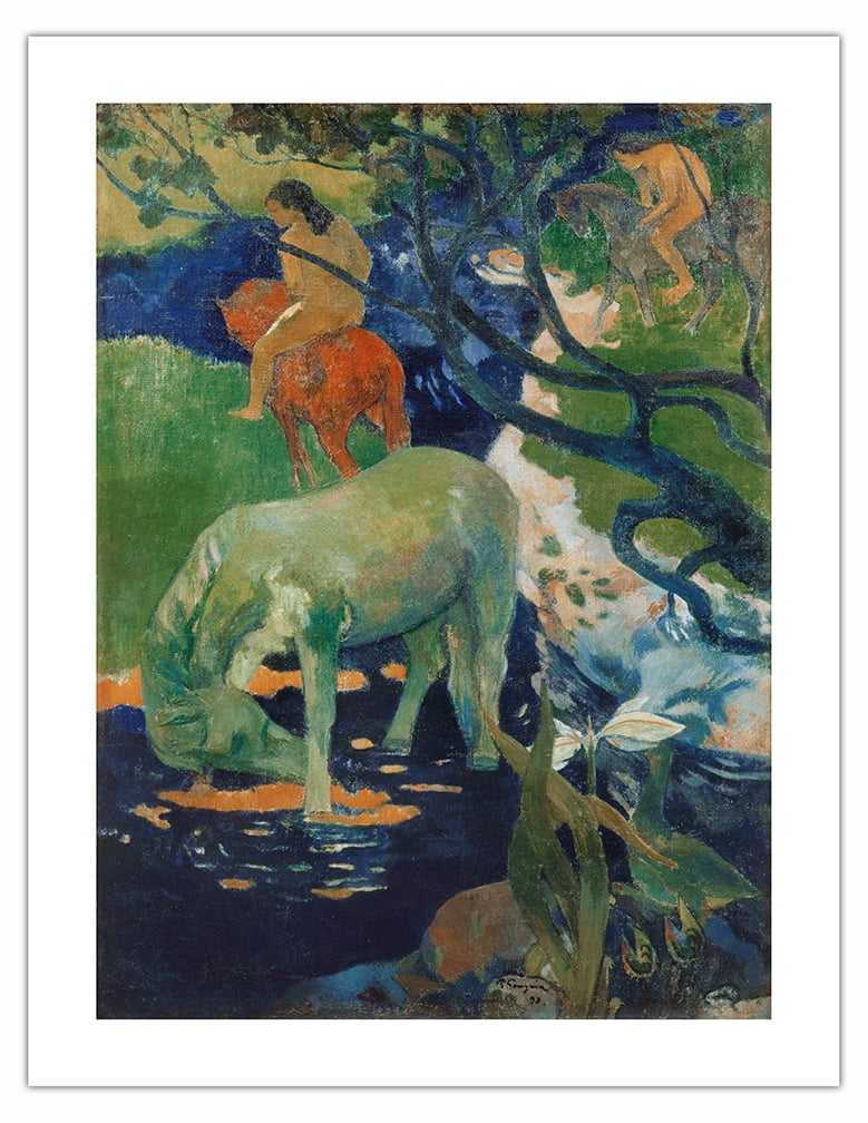 The White Horse (Le Cheval Blanc) - From an Original Color Painting by Paul Gauguin c.1898 - Bamboo Fine Art 290gsm Paper (Unframed) 17x22in