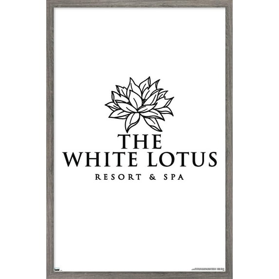 The White Lotus - Black and White Logo Wall Poster, 14.725" x 22.375" Framed