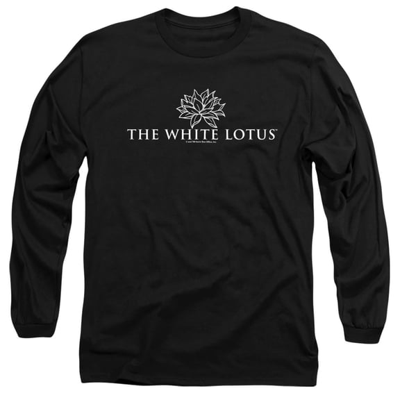 The White Lotus Logo Darks Unisex Adult Long-Sleeve T Shirt, Black, Large