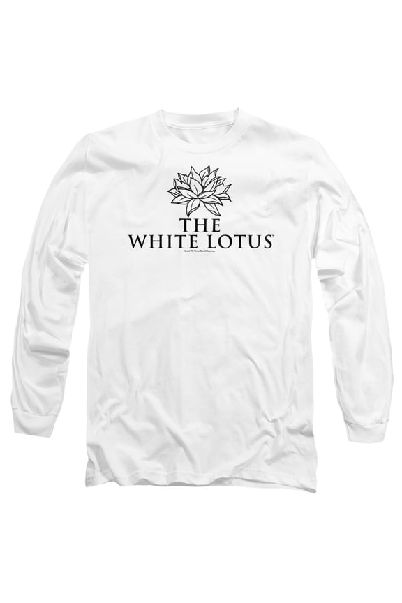 Stacked Logo Lights Unisex Adult Long-Sleeve T Shirt, White, X-Large