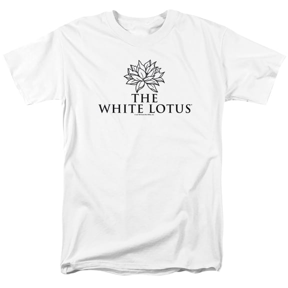 The White Lotus Stacked Logo Lights Unisex Adult T Shirt, White, Large