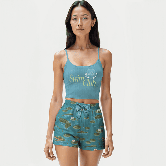 The White Lotus Women's and Women's Plus Swim Club Sleep Cami and Shorts Set, 2-Piece, Sizes XS-3X