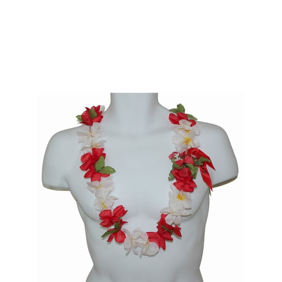 The White & Red Hawaii Artificial Flower Simple Leis