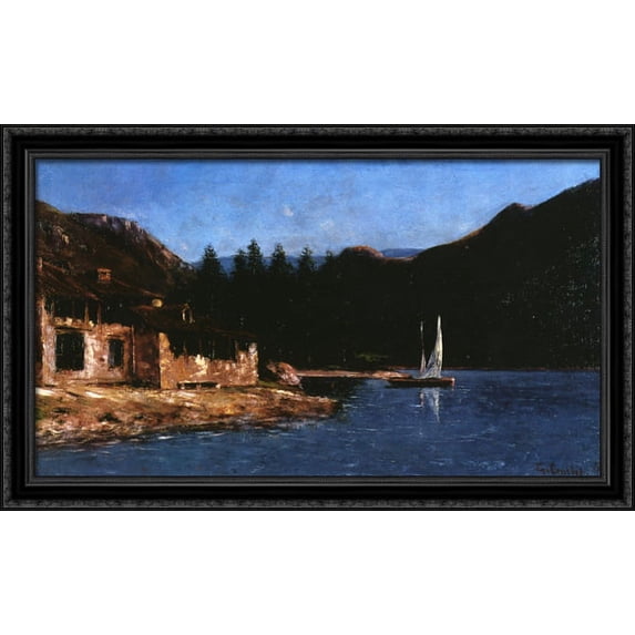The White Sail 40x24 Large Black Ornate Wood Framed Canvas Art by Gustave Courbet