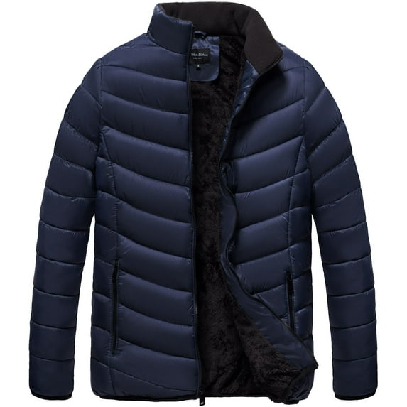 The Whole Shebang Men's Puffer Quilted Faux Fur Lining Outerwear Winter Jacket ,M