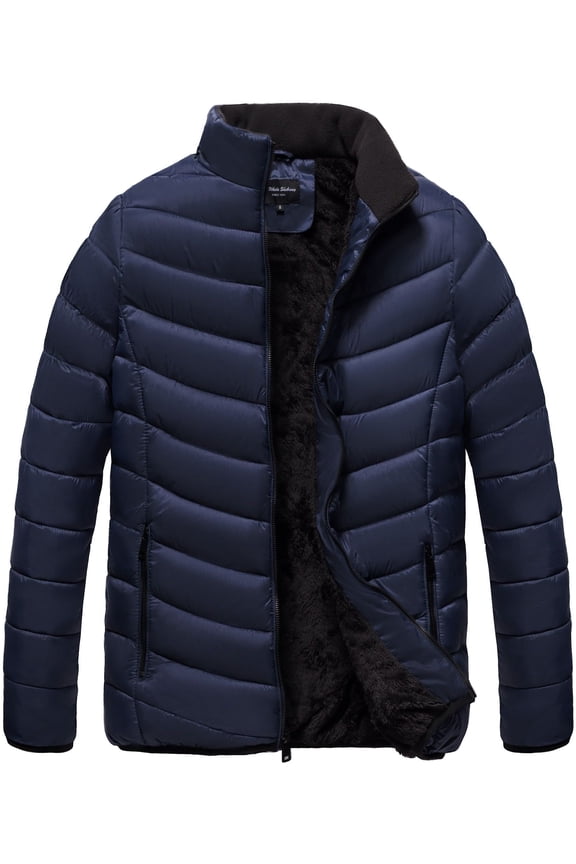Men's Quilted Puffer Jacket with Faux Fur Lining – Winter Outerwear
