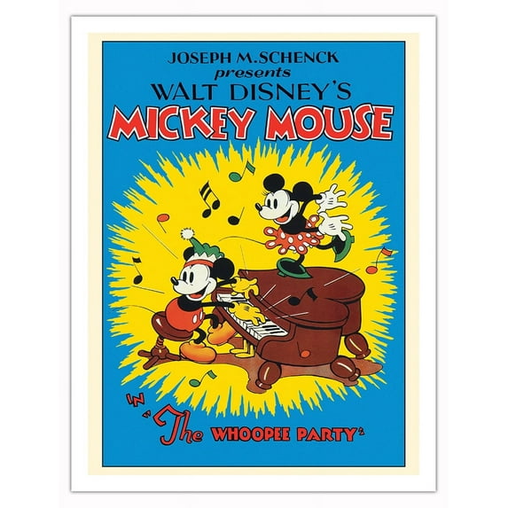 The Whoopee Party - Starring Mickey Mouse Minnie Mouse - Vintage Film Movie Poster c.1932 - Fine Art Matte Paper Print (Unframed) 20x26in