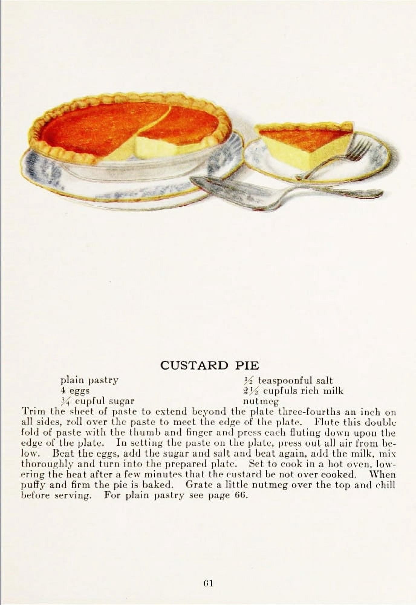 The Whys of Cooking 1919 Custard Pie Canvas Art - (24 x 36)