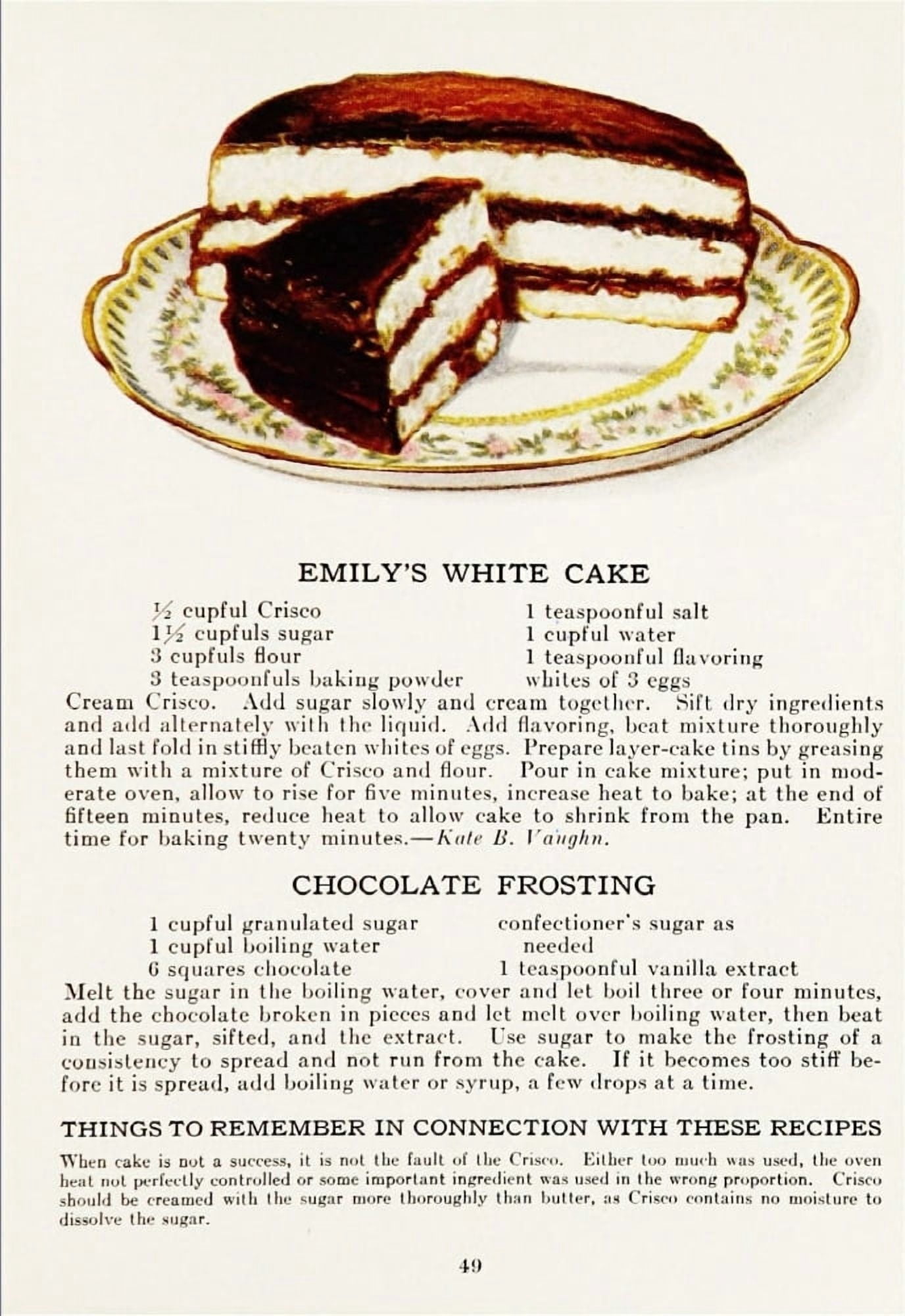 The Whys of Cooking 1919 Emilys White Cake Canvas Art - (24 x 36)