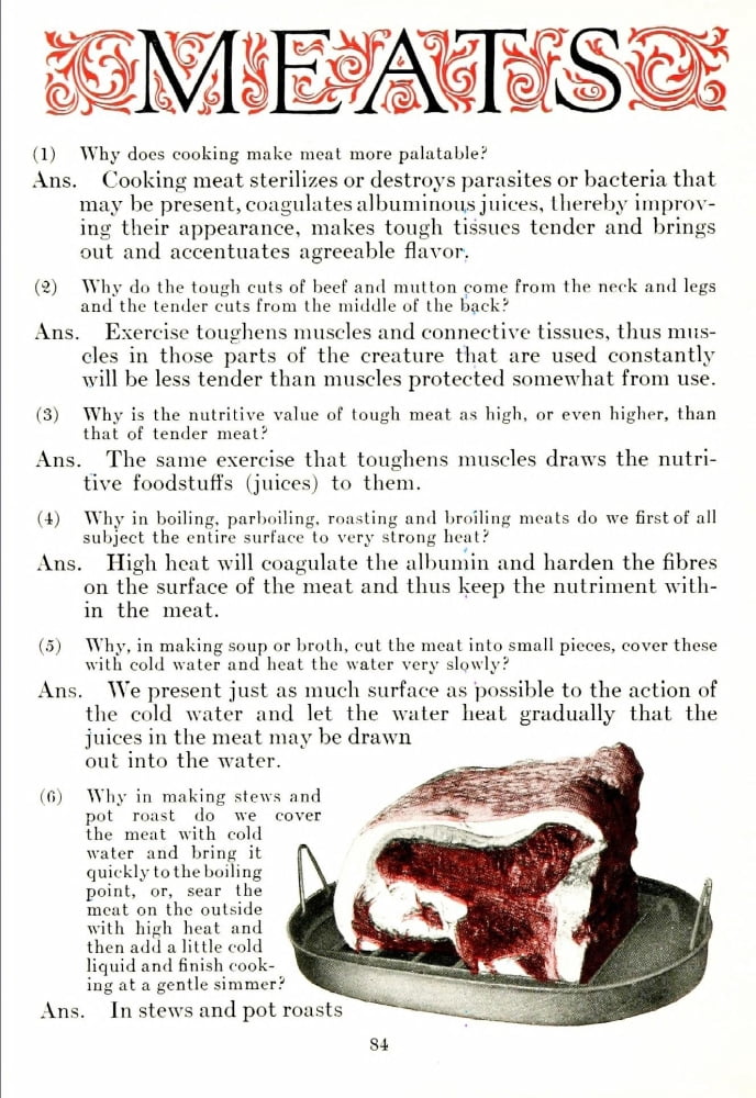 The Whys of Cooking 1919 Meats Canvas Art -  (24 x 36)