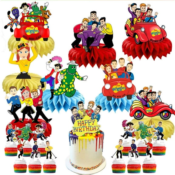 The Wiggles Party Decor Supplies Honeycomb Centerpieces Table Toppers Cake Toppers Decorations for Birthday