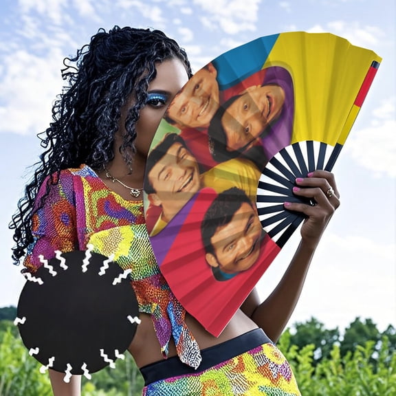 The Wiggles-theme Folding Fan Chinese Fan Hand Polyester Foldable Fan Fans for Dancing Party Home Suitable for Home, Office, Party