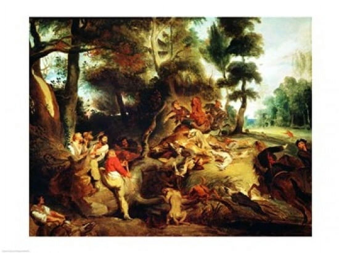 The Wild Boar Hunt Canvas Art - Eugene Delacroix (36 x 24)
