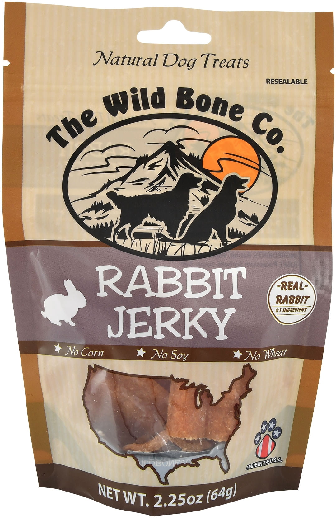 Wild Bone Company Rabbit Jerky Natural Dog Treats, 2.25 Ounces, Made in ...