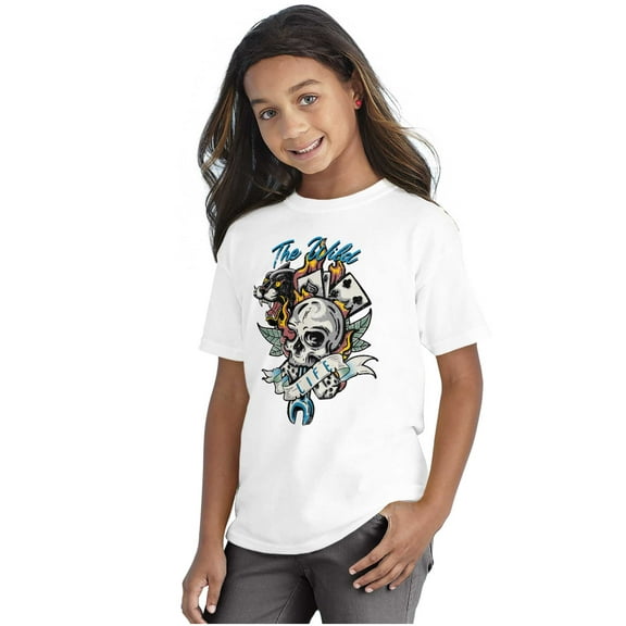 The Wild Life Skull Panther Tattoo Crewneck T Shirts Boy Girl Teen Brisco Brands L