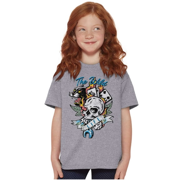 The Wild Life Skull Panther Tattoo Crewneck T Shirts Boy Girl Teen Brisco Brands S