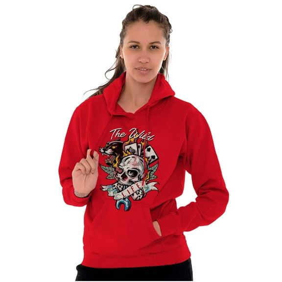 The Wild Life Skull Panther Tattoo Hoodie Sweatshirt Women Men Brisco Brands M