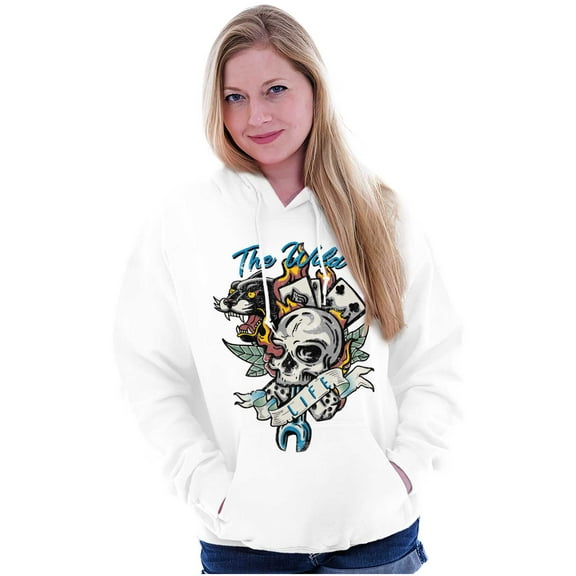 The Wild Life Skull Panther Tattoo Hoodie Sweatshirt Women Men Brisco Brands S