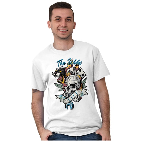 The Wild Life Skull Panther Tattoo Men's Graphic T Shirt Tees Brisco Brands M