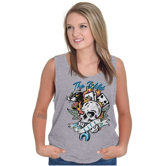 The Wild Life Skull Panther Tattoo Tank Top T Shirts Men Women Brisco Brands S