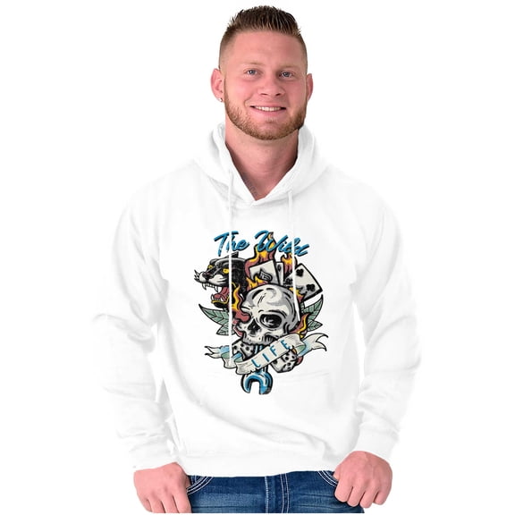 The Wild Life Skull Panther Tattoo Unisex Plus Fleece Graphic Hoodie Brisco Brands 2X
