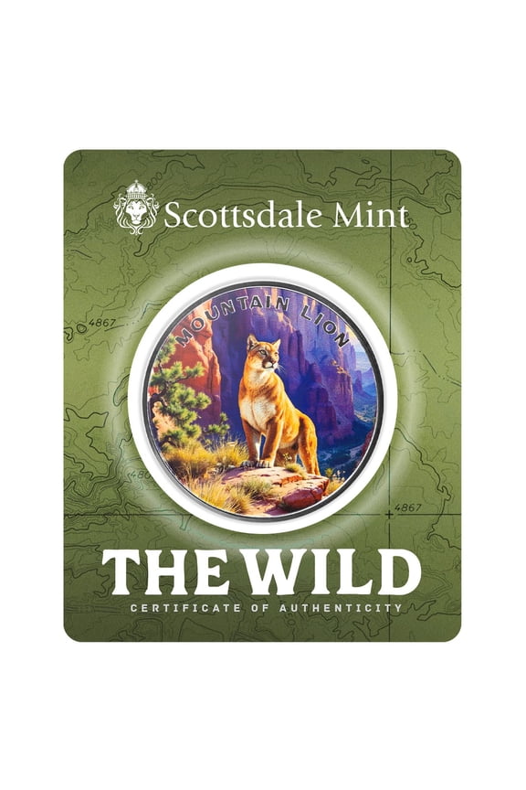 The Wild | Mountain Lion 1 oz 999 Fine Silver Colorized Round
