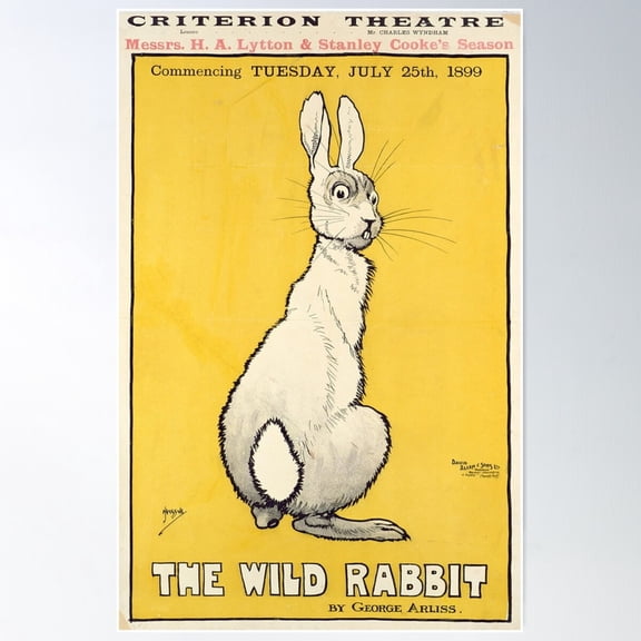 The Wild Rabbit Poster, 1899 By George Arliss Poster Wall Art, Modern Wall Decor For Living Room Bedroom, 16x24 UNFRAMED