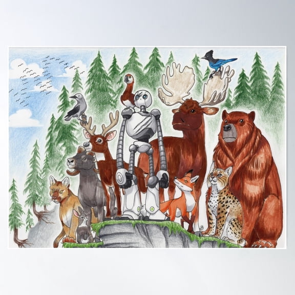 The Wild Robot And Friends Poster Wall Art, Modern Wall Decor For Living Room Bedroom, 8x12 UNFRAMED